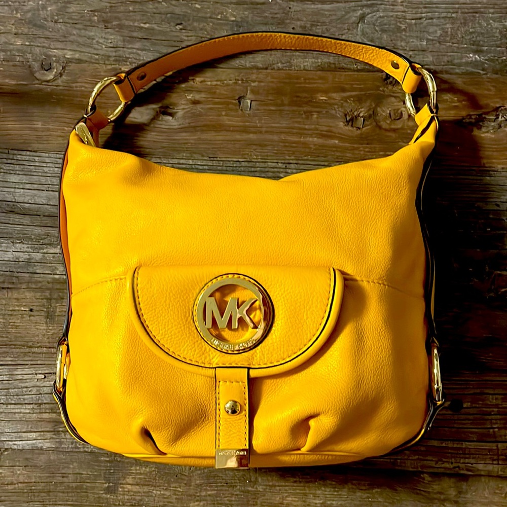 Michael Kors Large Leather Yellow Hobo Shoulder Bag